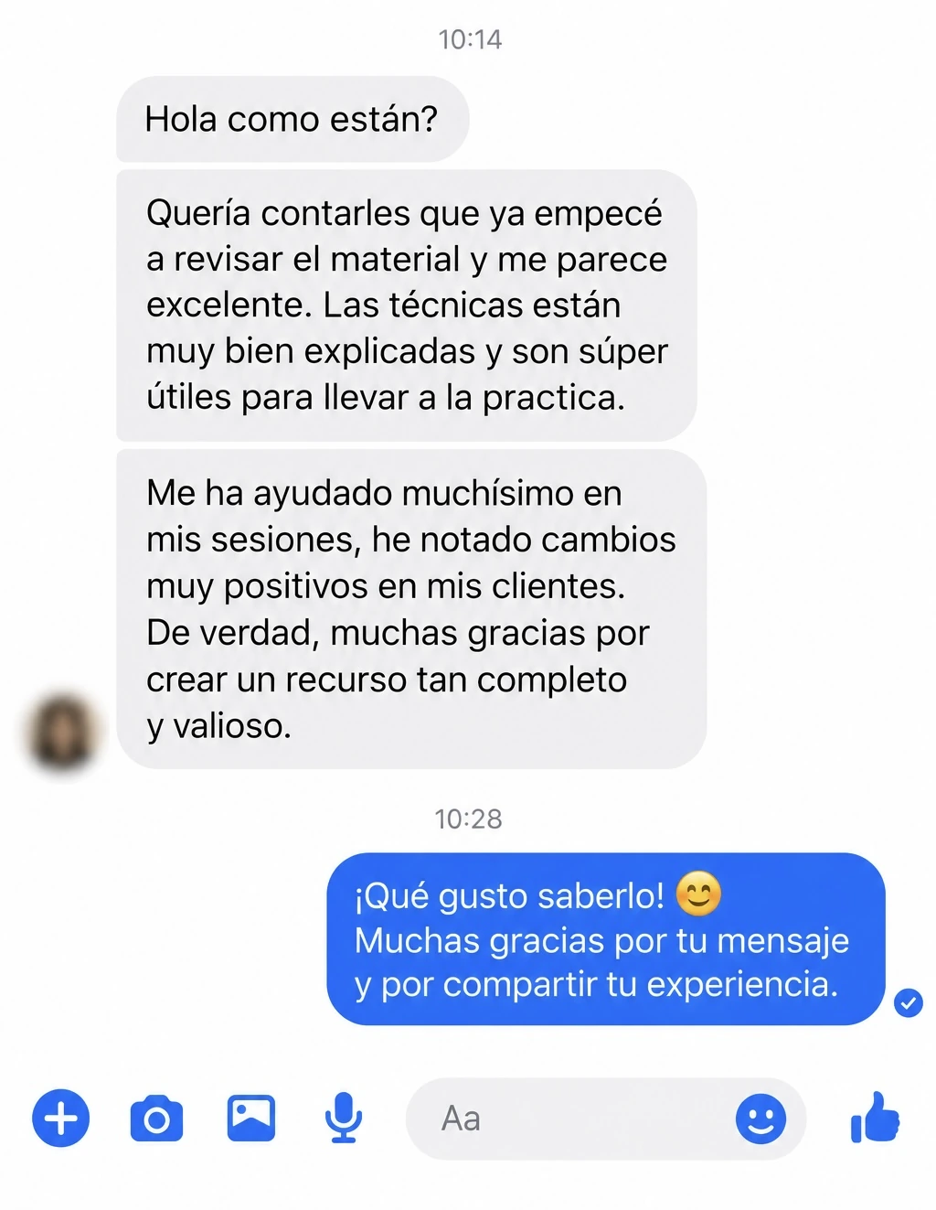Mensaje real de una terapeuta compradora sobre 100 Técnicas de Terapia Gestalt (4 de 4)